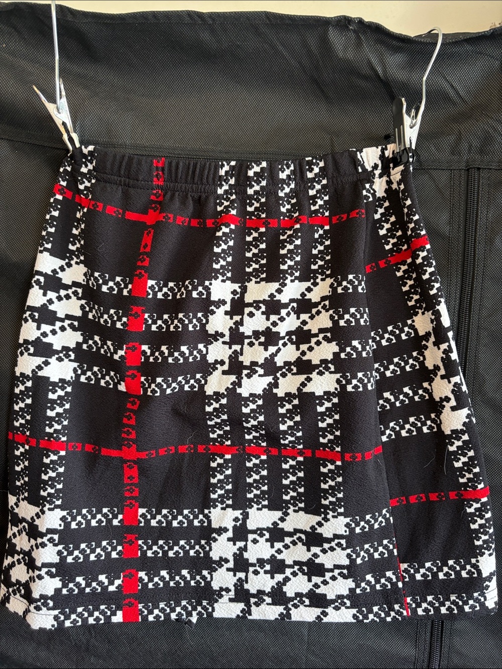 SHEIN Black, White & Red Plaid Mini Skirt